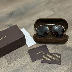 Tom Ford Sunglasses with Gold Frame and Black Lenses